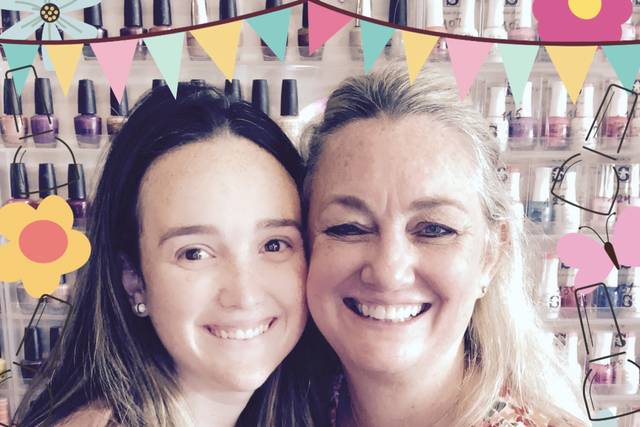 Having fun at the nail salon.