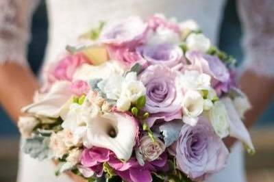 Holding her bouquet