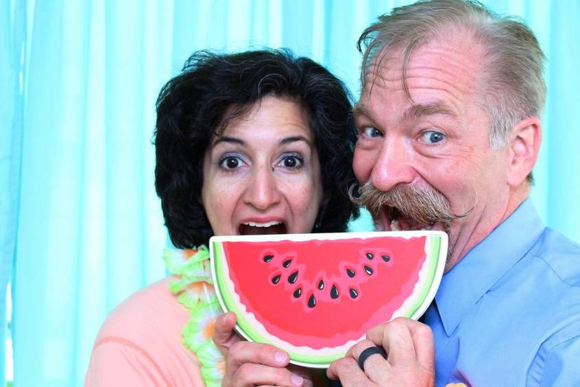 Couple with watermelon prop