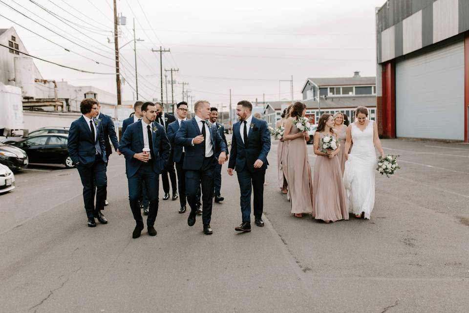 Bridal party in SODO, Seattle.