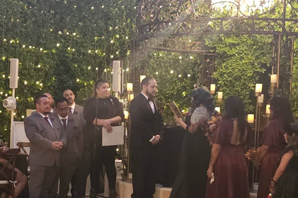 Dark garden wedding