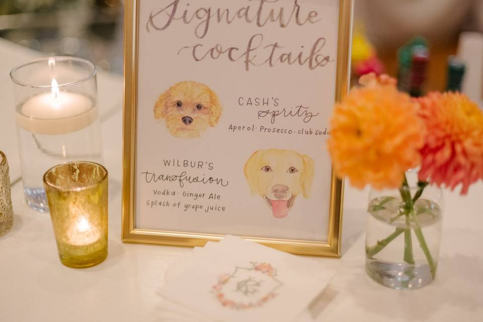Signature cocktail sign