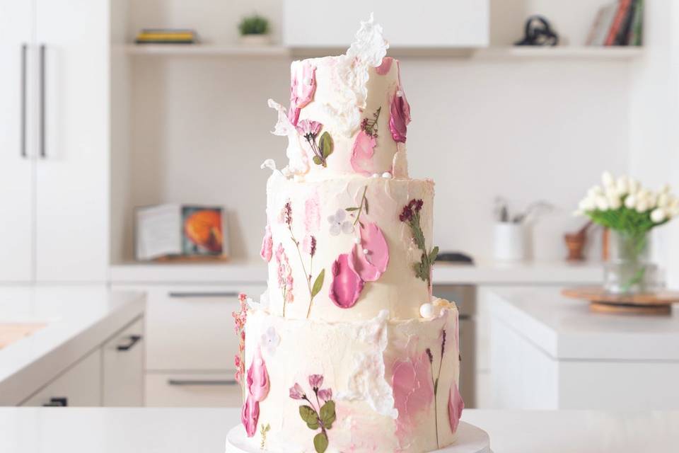 Pink Signature Wedding Cake