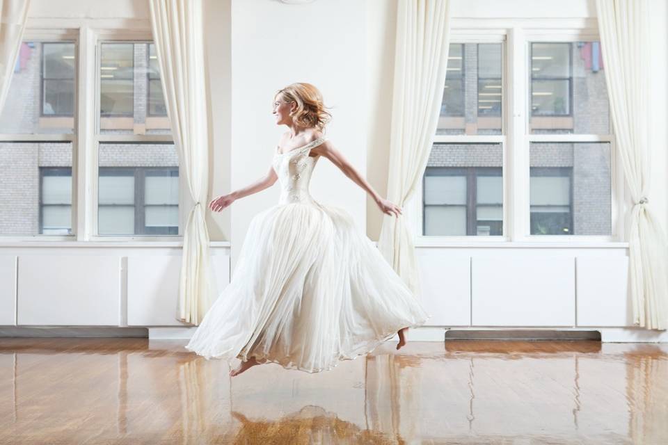 Gown ballerina guest-of-honor bridal hair and makeup