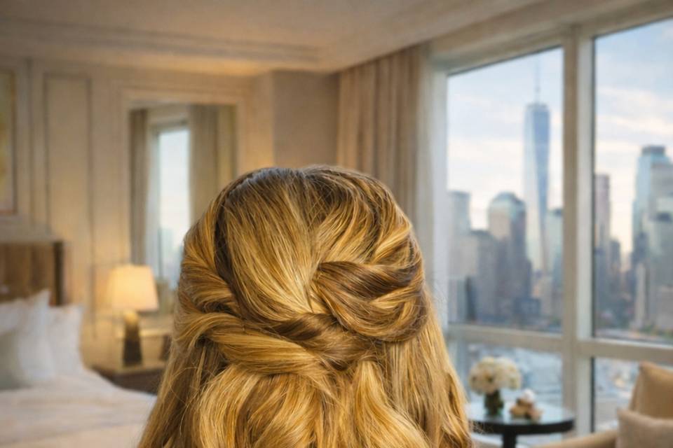 Curly half up half down