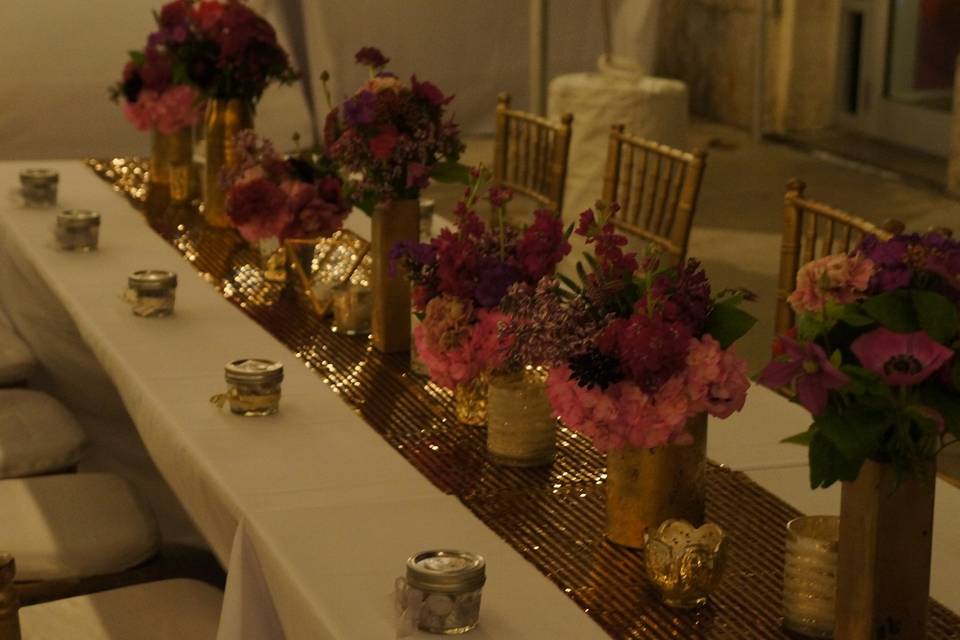 Table setup with centerpiece