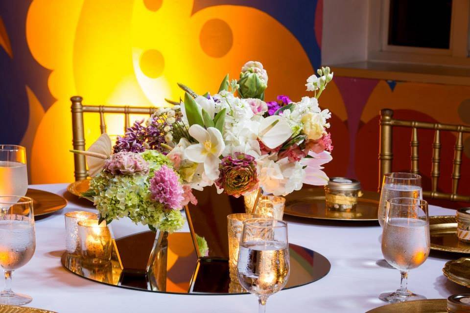 Table setup with centerpiece