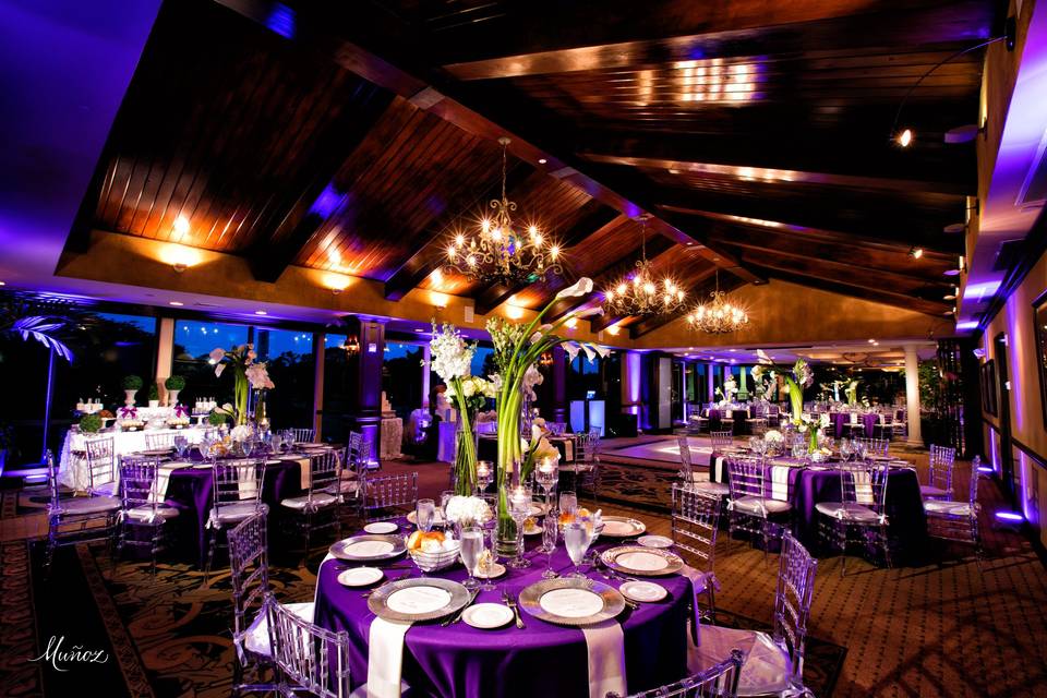 Table setup with floral centerpiece