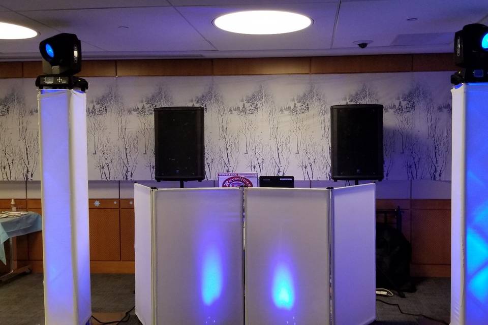DJ and lighting setup