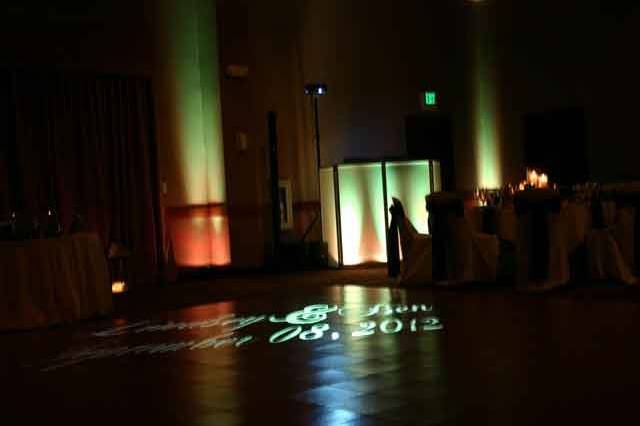 Up-lighting, dance floor monogram