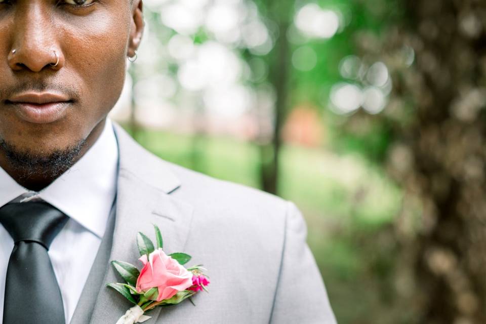 Focus on the boutonniere