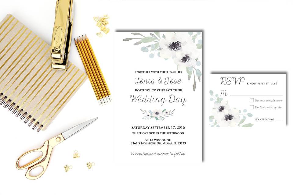 Simple yet classy wedding invitation set that will awe your guests. Have them join you for your most special day with this beautiful digital print that comes in 4x6 or 5x7.Proof will be sent once given the information for the invitation