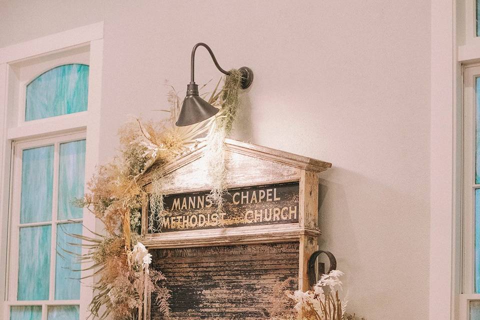 Original church sign in Chapel