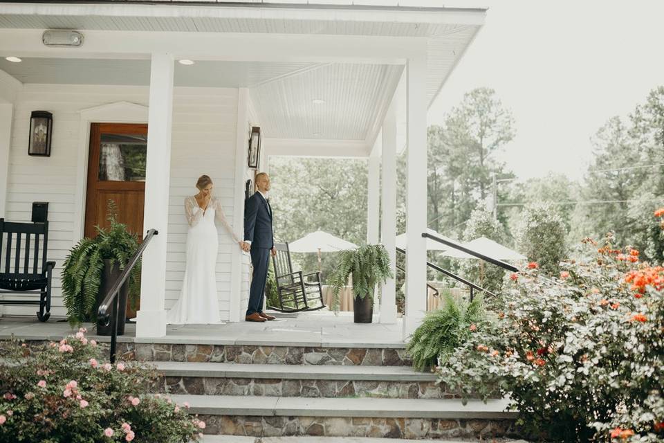 The chapel front porch