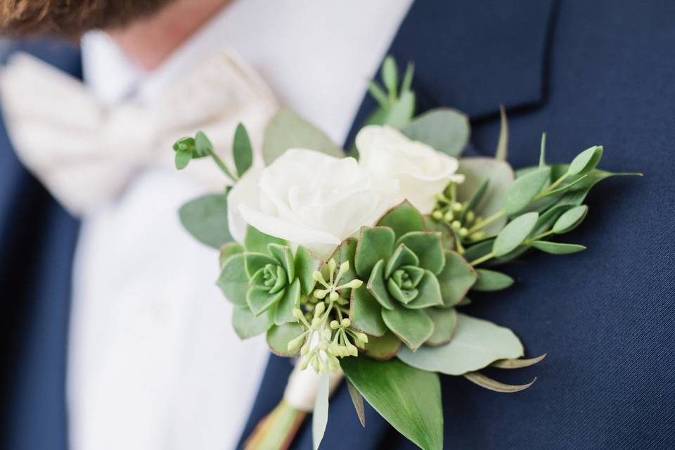 Rose and Succulent Boutonniere
