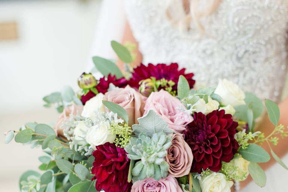 Burgundy and Blush bouquet