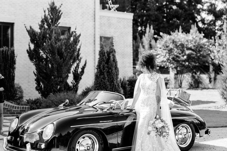 Bride with Porsche Speedster