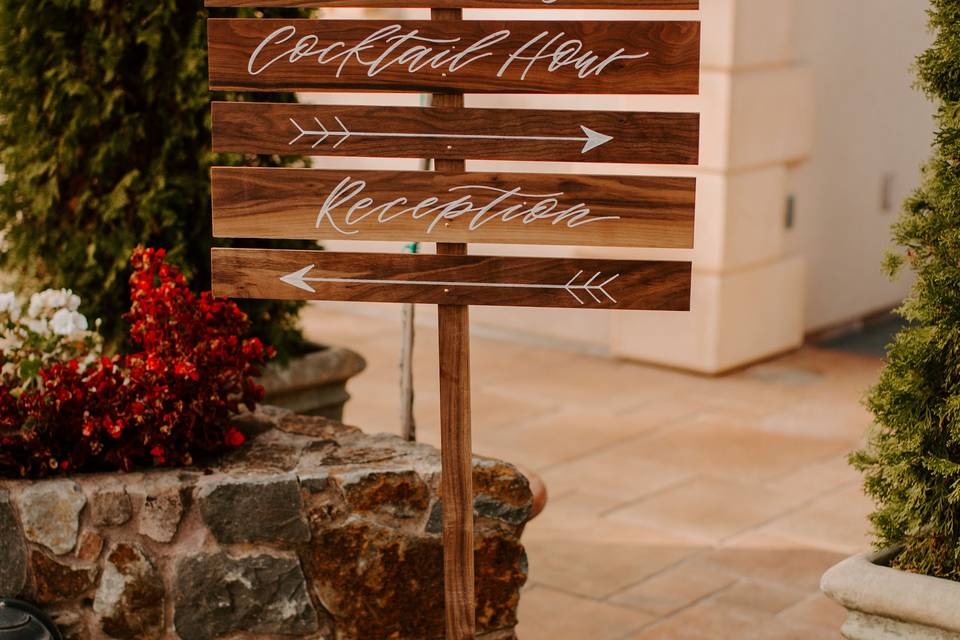 Custom wood directional signage