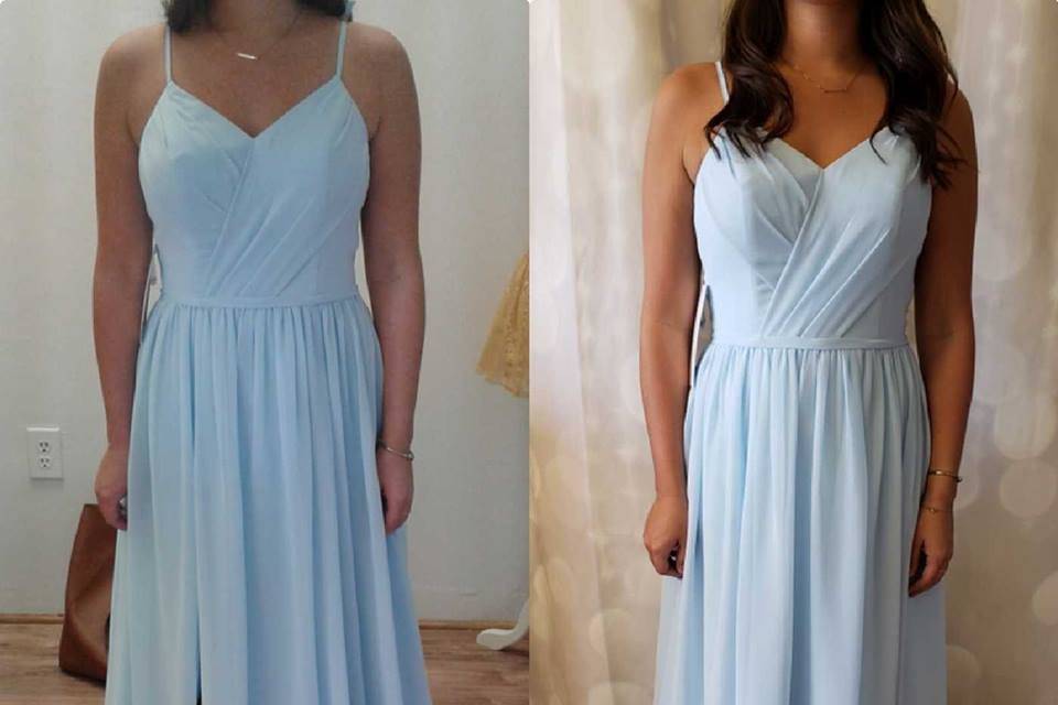 Bridesmaid dress hemmed