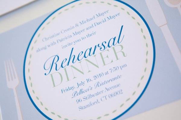 Rehearsal dinner invitation matching the 