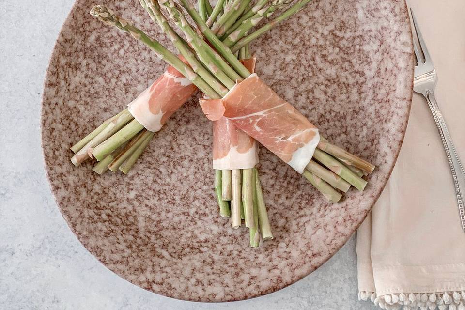 Asparagus wrapped prosciutto