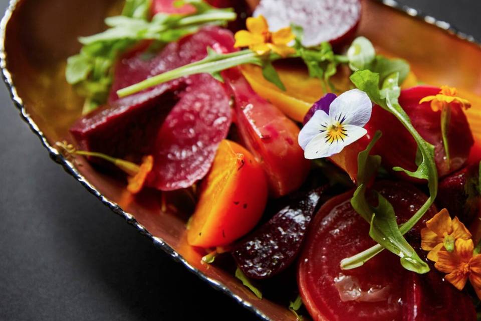 Beet Salad with Edible Flowers