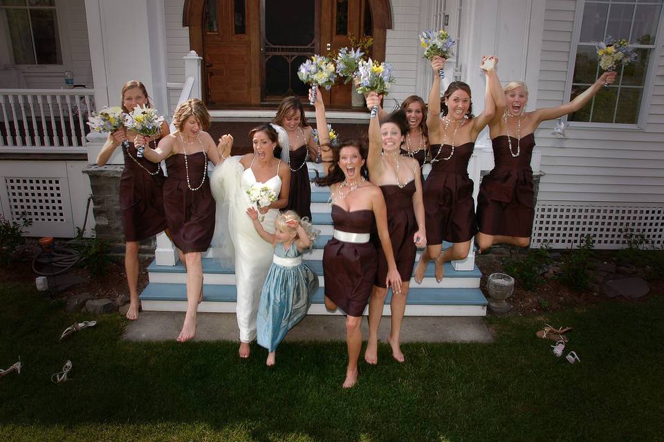 The bride with her bridesmaids