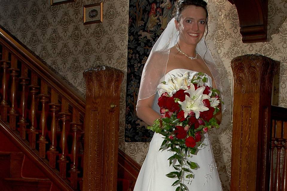 The bride holding her bouquet