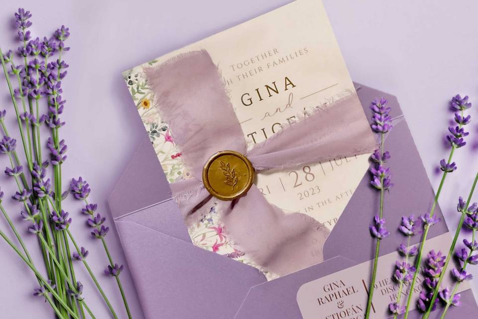 Purple Flower Invitation Suite