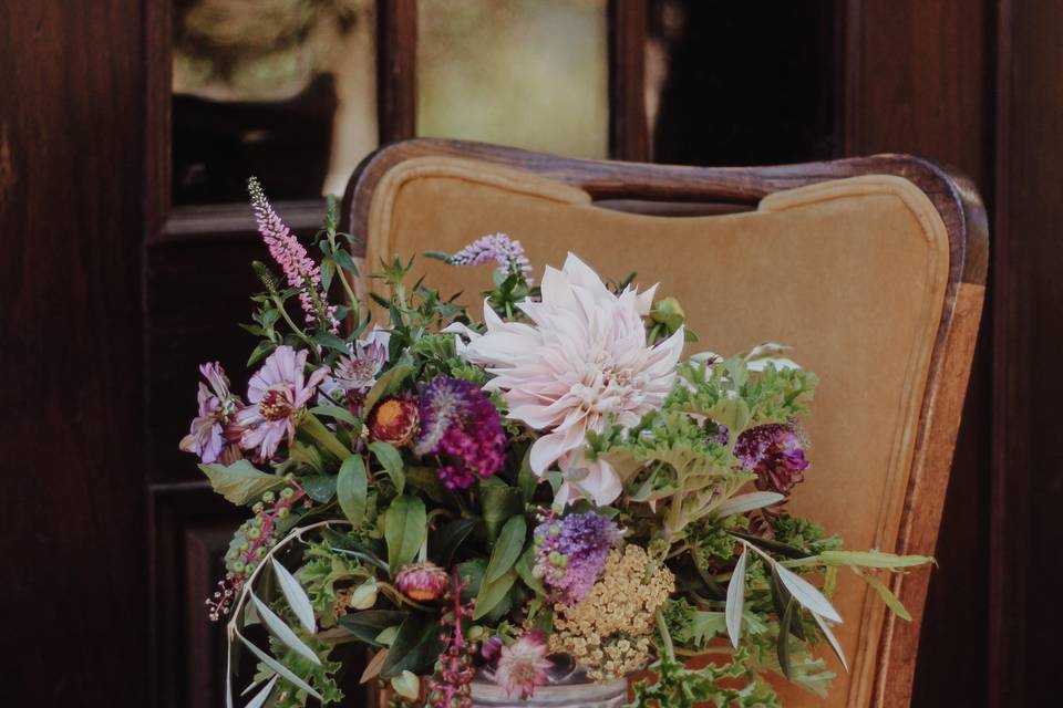 Purple and blush centerpiece