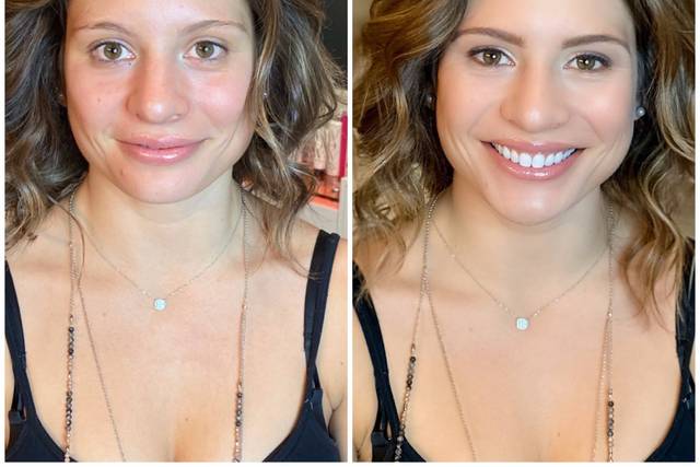 Bridal makeup before and after