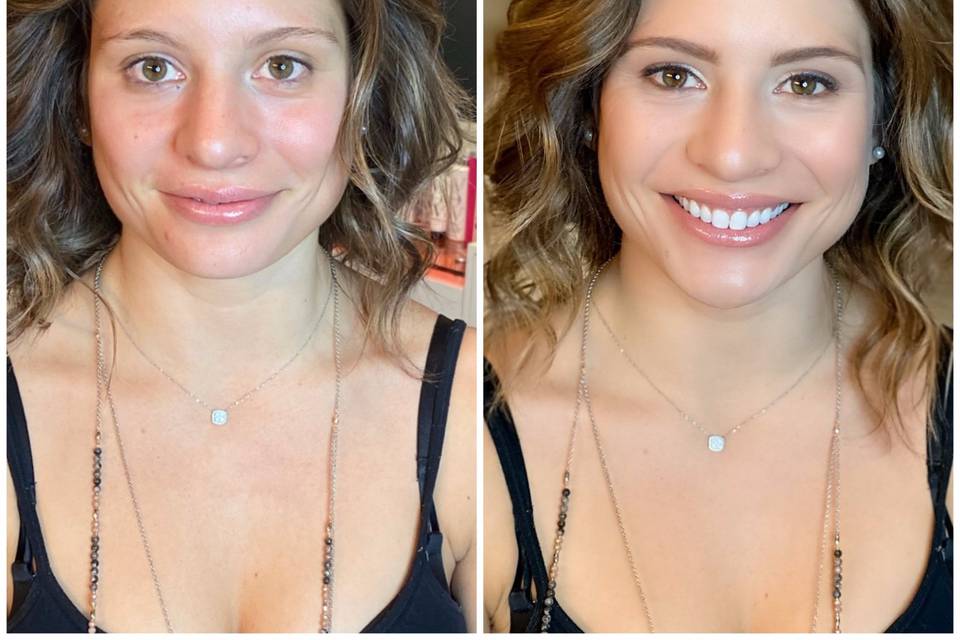 Bridal makeup before and after
