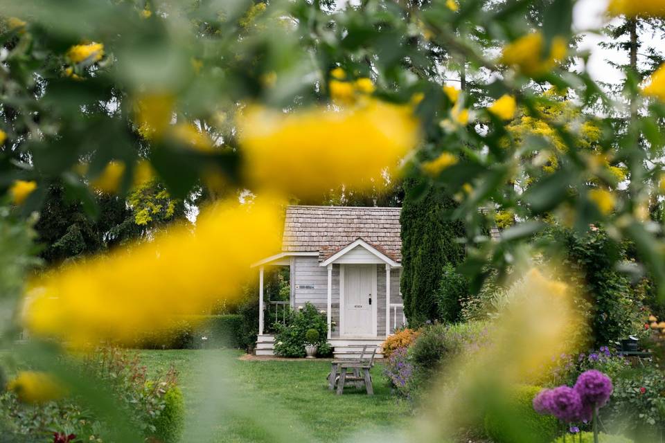 Professional photographer, Heather Payne, uses the nursery's fully restored greenhouses to find a silent moment before the event.