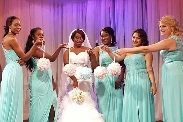 The bride with her bridesmaids