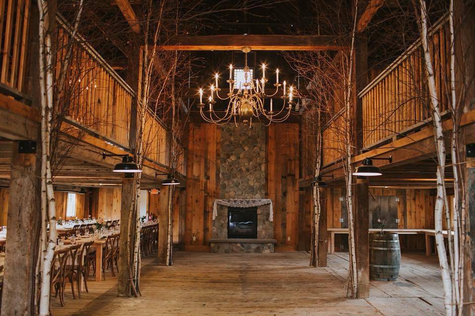 Barn with chandeliers
