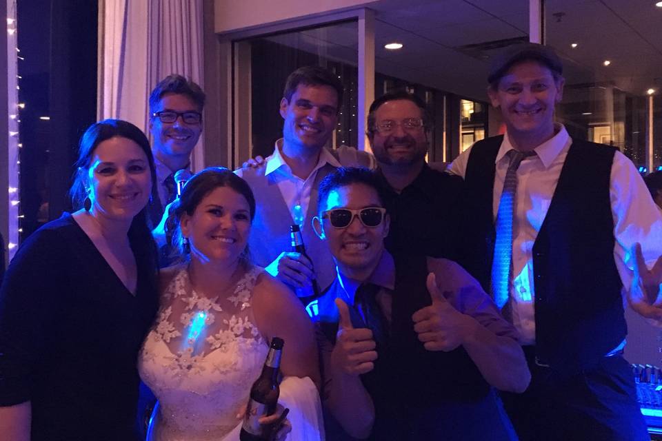 Newlyweds with the band