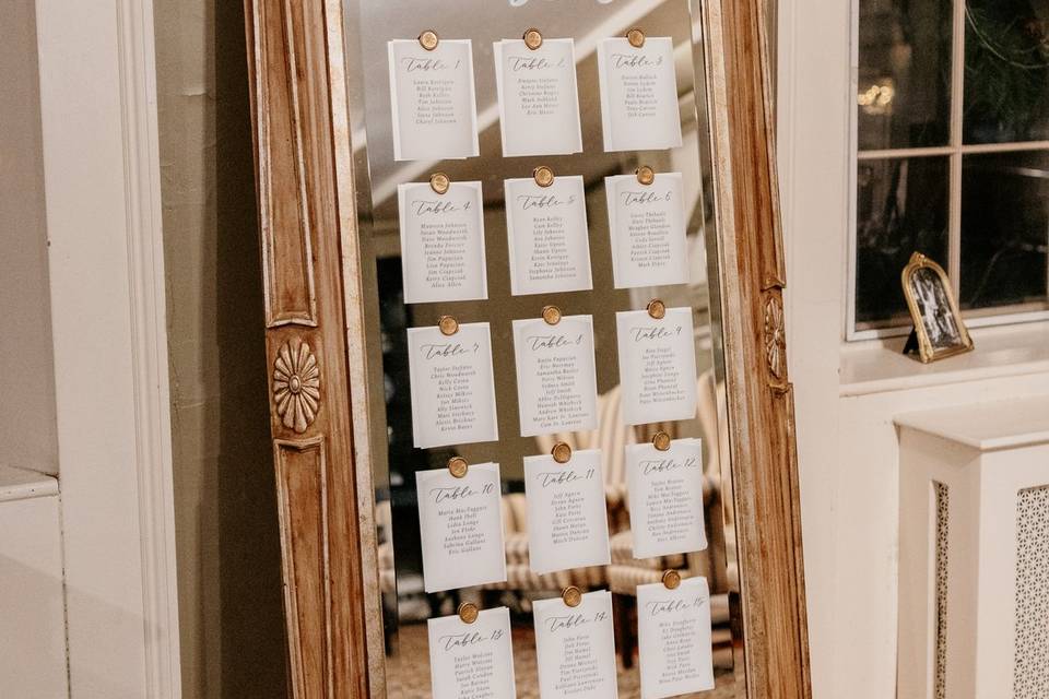 Seating Chart Calligraphy