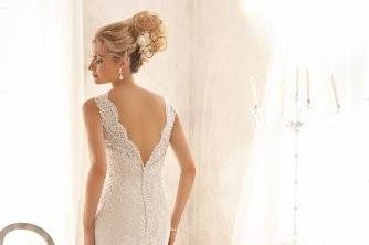 Wedding dress with deep v at the back