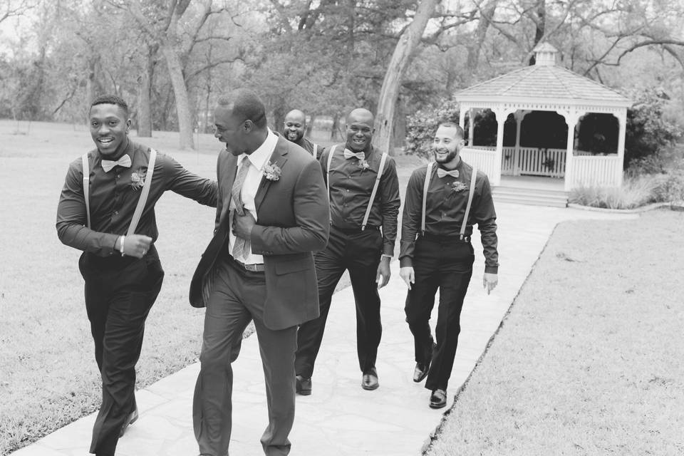 An excited Groom and his party