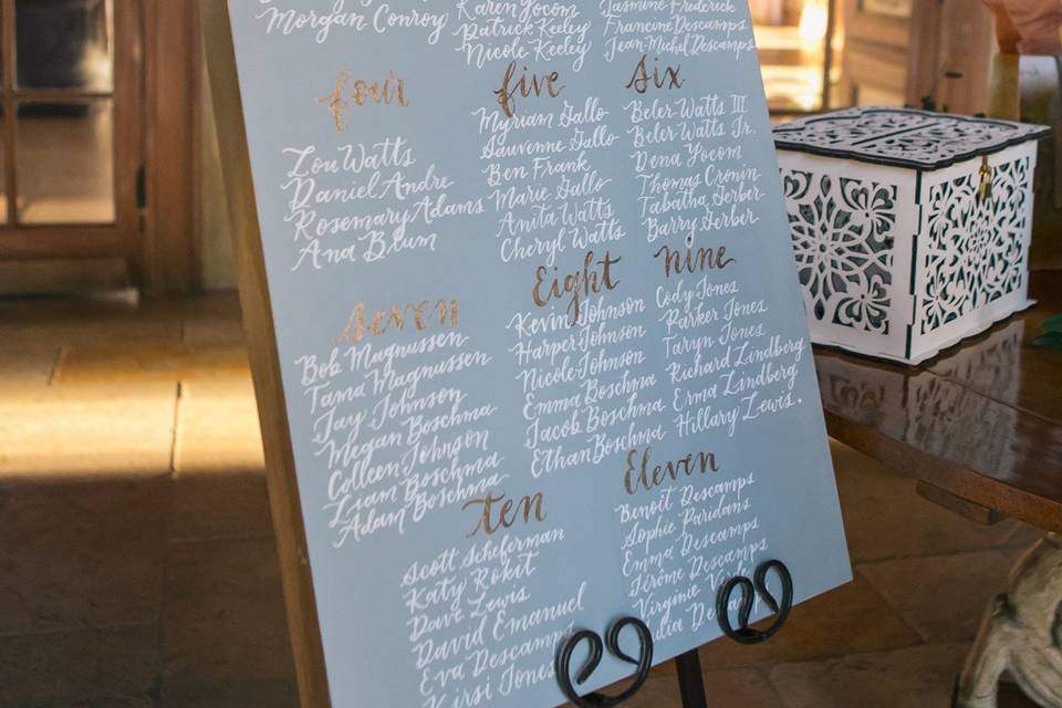 Custom Handmade Seating Chart