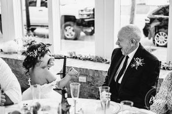 Grandfather and child laughing