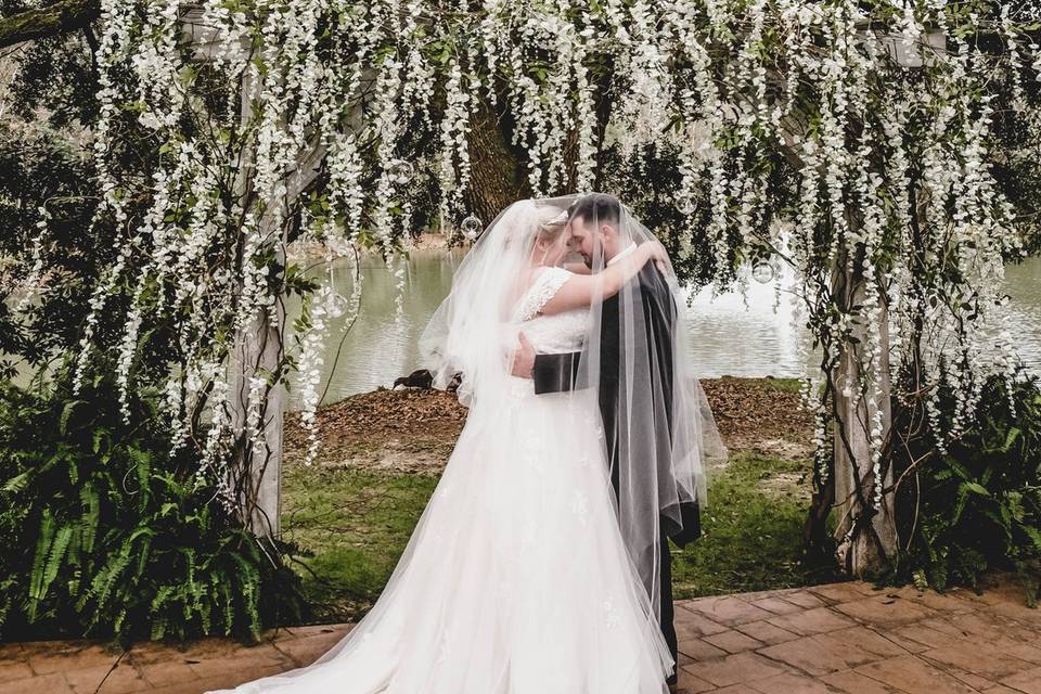 Bride and Groom kissing