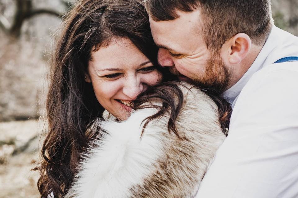 Bride and Groom hugging