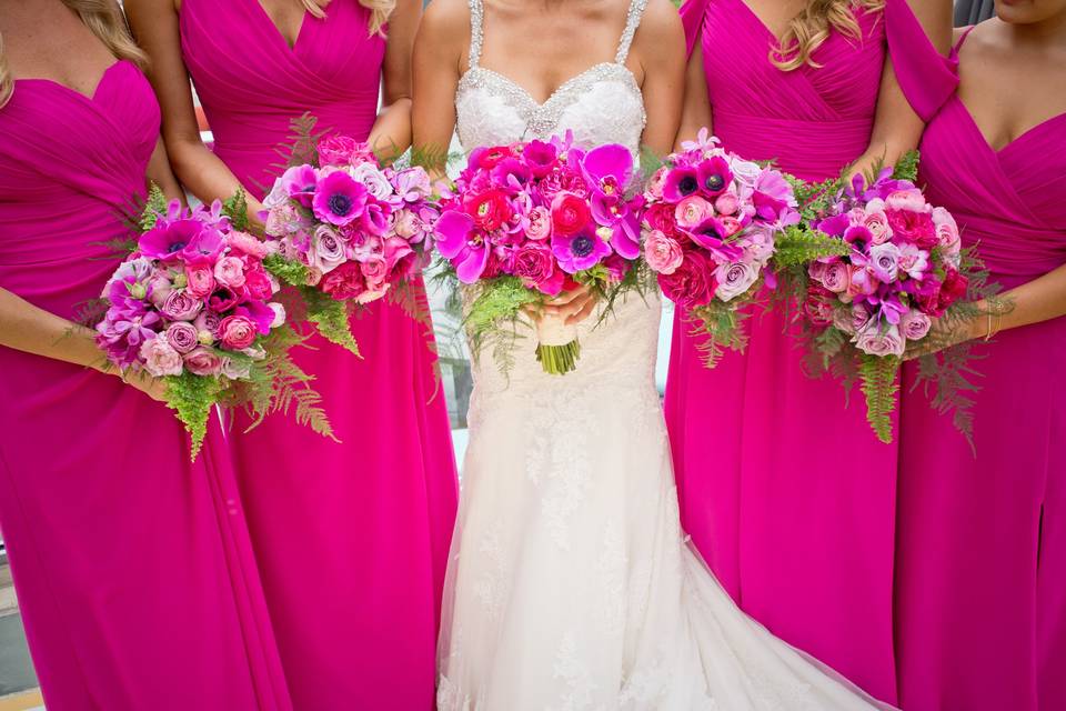 The bride with her bridesmaids