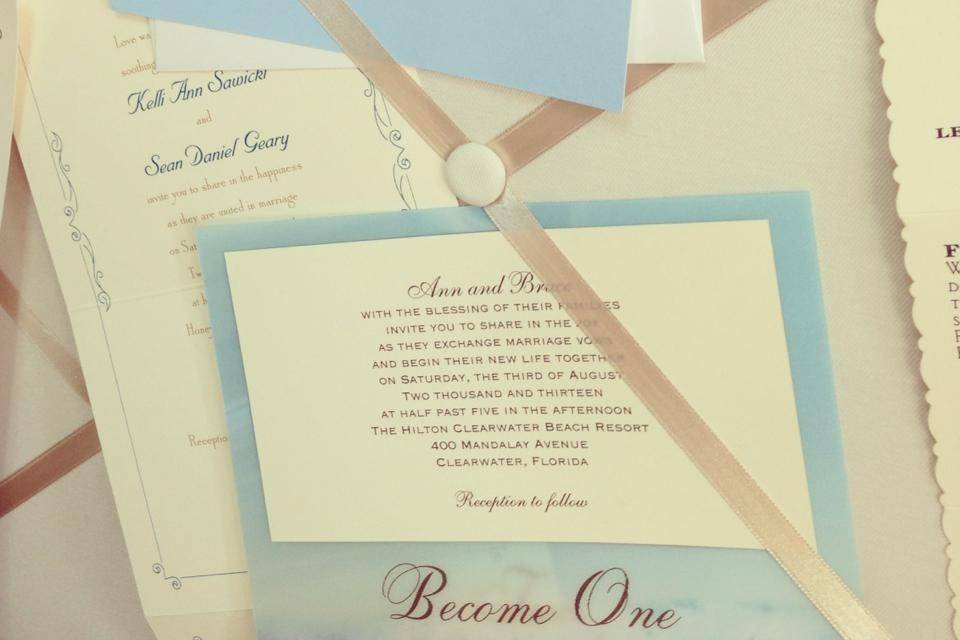 Baby blue wedding invitation