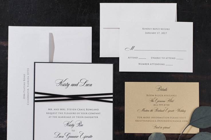 Gold on grey photo invitation