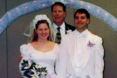 Newlyweds in all white