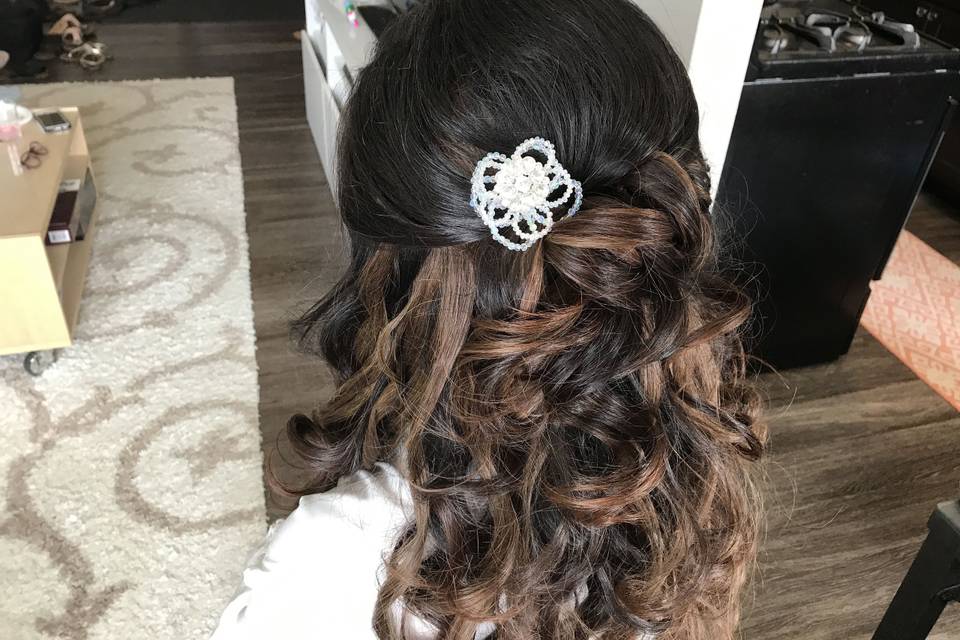 Half-up hairstyle