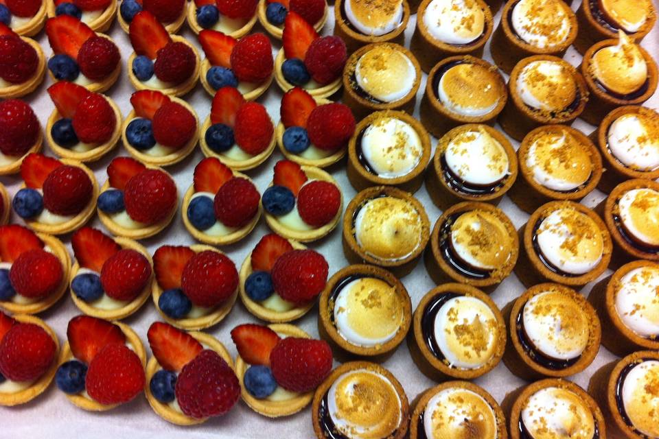 Left- Fresh fruit tarts with local organic fruits.Right-S'mores