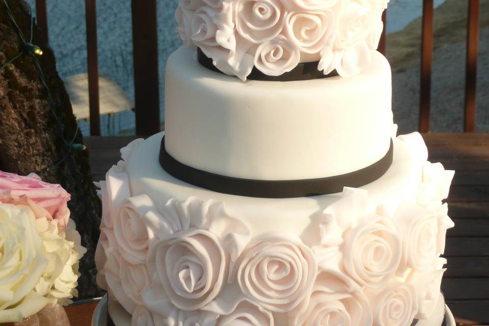 Beautiful, feminine rosette cake.